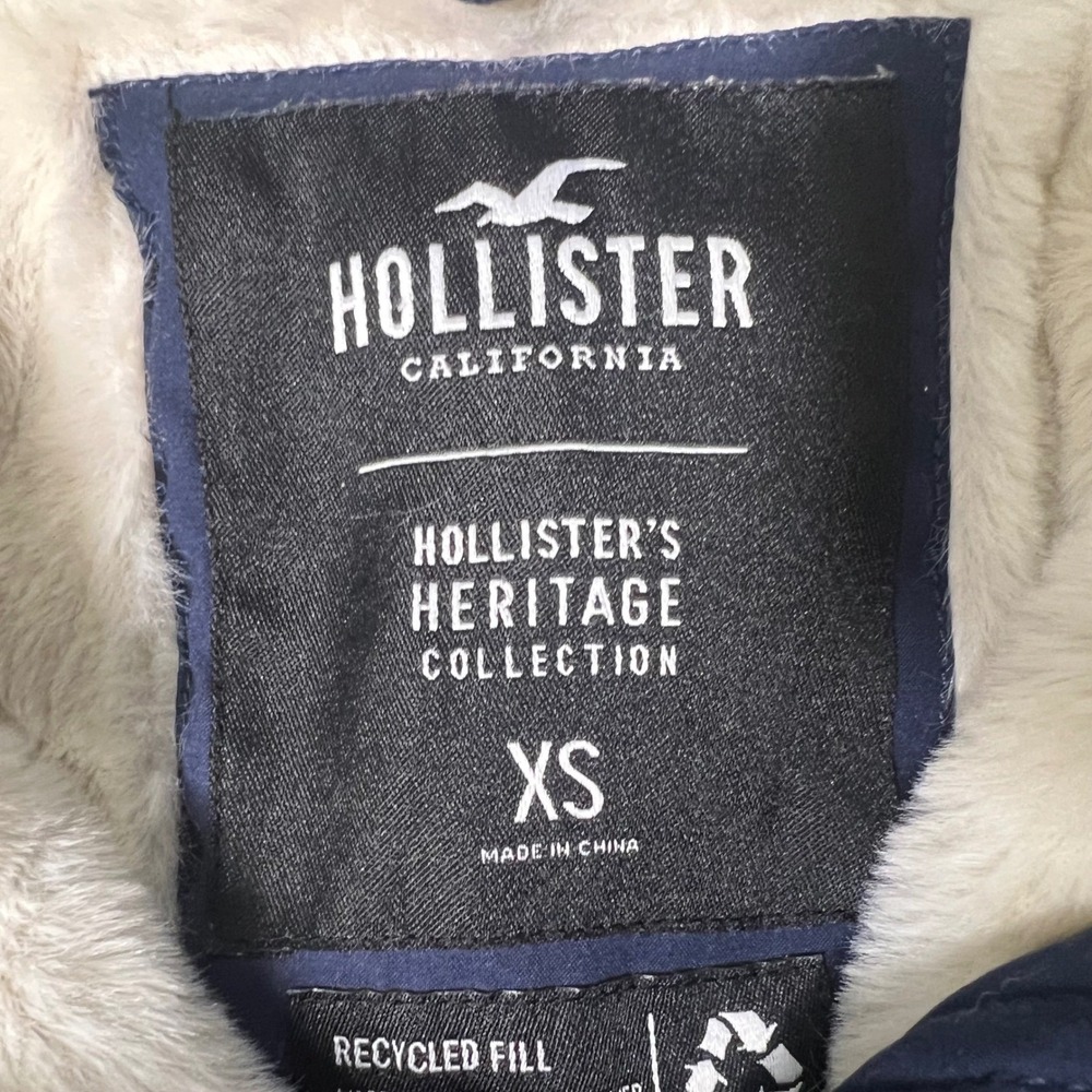 Hollister Heritage Collection‎ Navy Blue Faux Fur Lined Hooded Parka Jacket XS - Picture 2 of 6